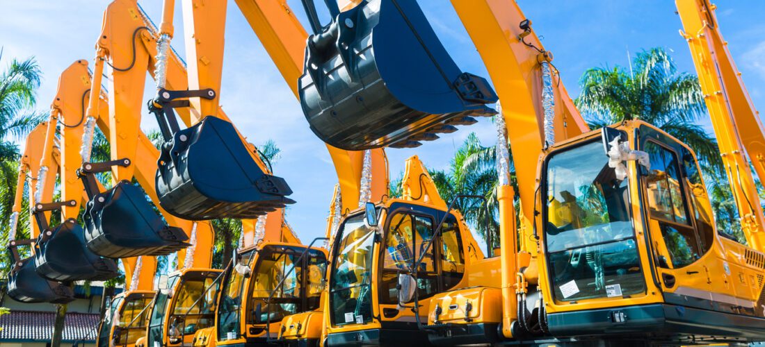 Vehicle fleet with construction machinery of building or mining company