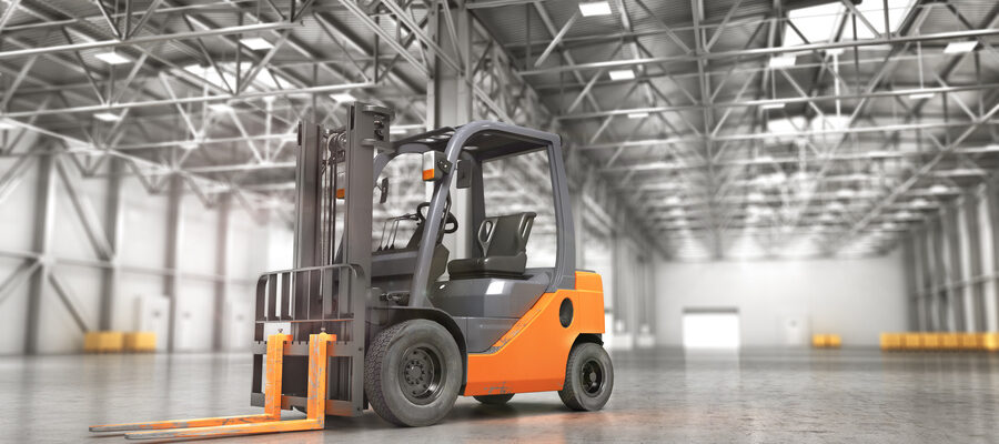 Empty forklift in the warehouse