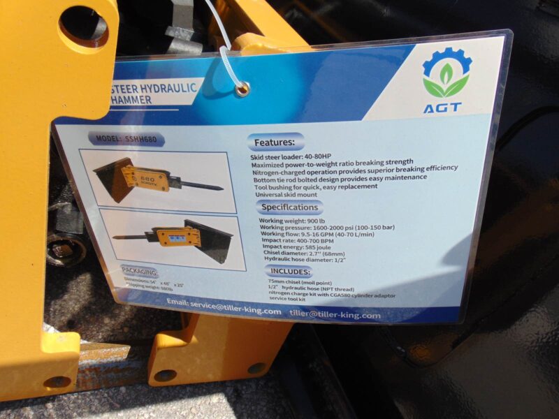 2025 AGT 680 BREAKER HAMMER ATTACHMENT UNIVERSAL FOR ALL SKID STEERS AND TRACK AND WHEEL LOADERS - Image 18