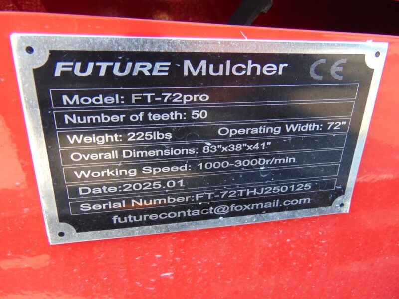 2025 NEW FUTURE FT-72 PRO 72" FORESTRY MULCHER SKID STEER ATTACHMENT - STANDARD FLOW - 50 CARBIDE TEETH - 2250 LBS - SEVERAL SIZES AVAILABLE free local delivery - universal skid steer attachment implement - check our 100's of skids for sale - Image 8