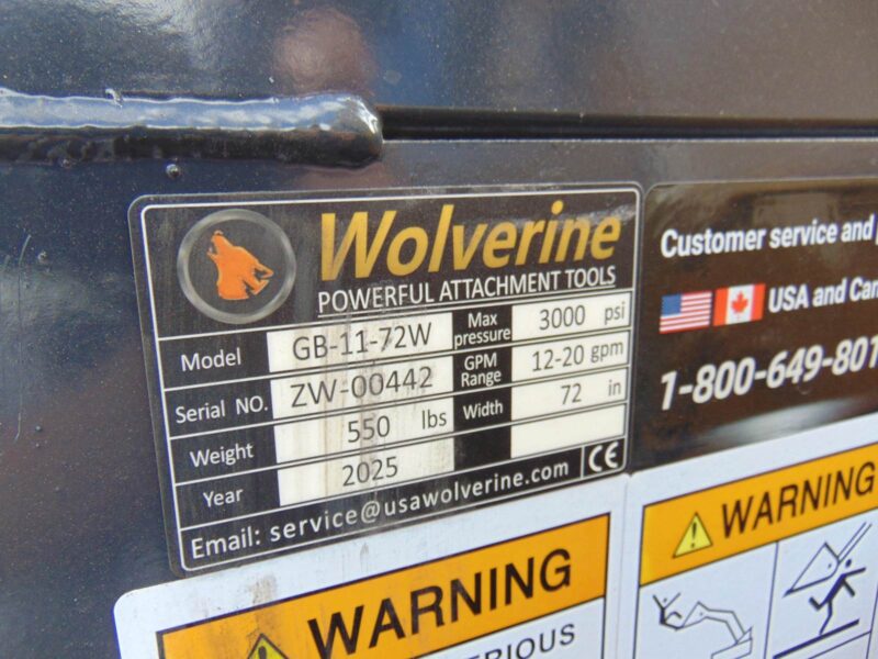2025 Wolverine GB11-72 Grapple Bucket for all Skid Steer and Track Loaders - Hydraulic hoses and Fittings included - Image 4