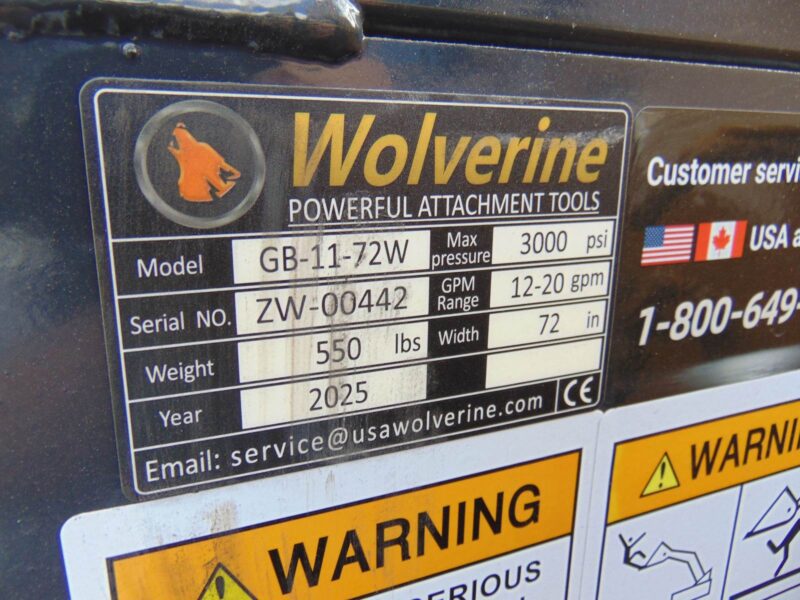 2025 Wolverine GB11-72 Grapple Bucket for all Skid Steer and Track Loaders - Hydraulic hoses and Fittings included - Image 5