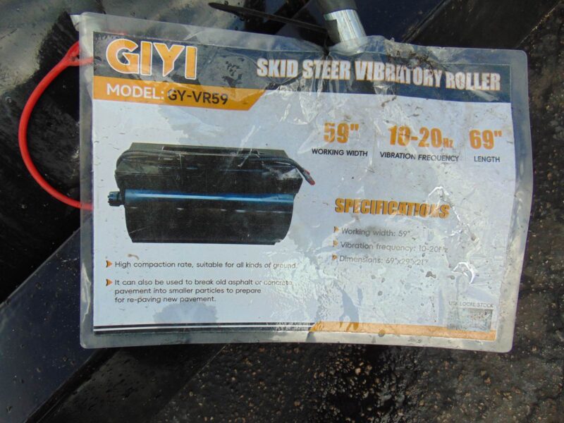 2026 GIYI VR59 VIBRATORY SKID STEER COMPACTOR SMOOTH DRUM ROLLER ATTACHMENT - UNIVERSAL FITMENT - HYD HOSES AND FITTINGS INCLUDED - Image 13