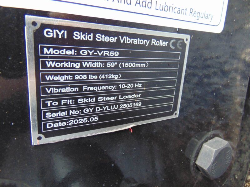 2026 GIYI VR59 VIBRATORY SKID STEER COMPACTOR SMOOTH DRUM ROLLER ATTACHMENT - UNIVERSAL FITMENT - HYD HOSES AND FITTINGS INCLUDED - Image 9