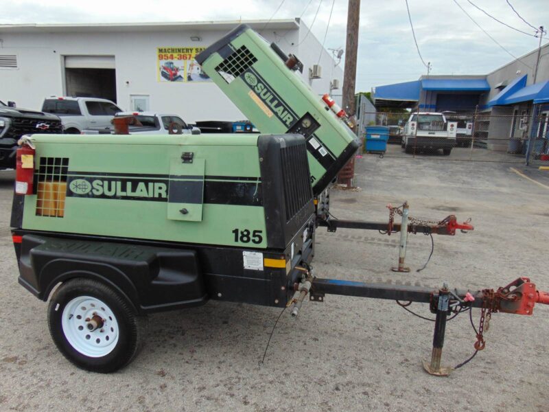 2018 SULLAIR 185D PORTABLE TRAILER MOUNTED AIR COMPRESSOR - 185 CFM - KUBOTA DIESEL - ONLY 1,950 HOURS