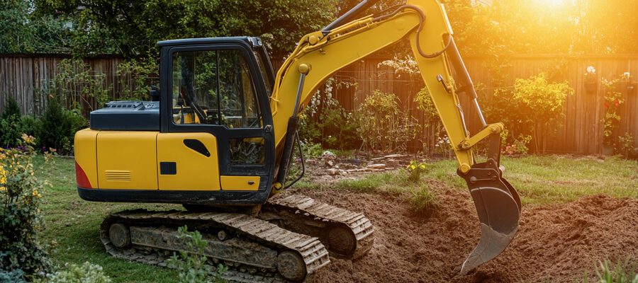 mini excavator on site