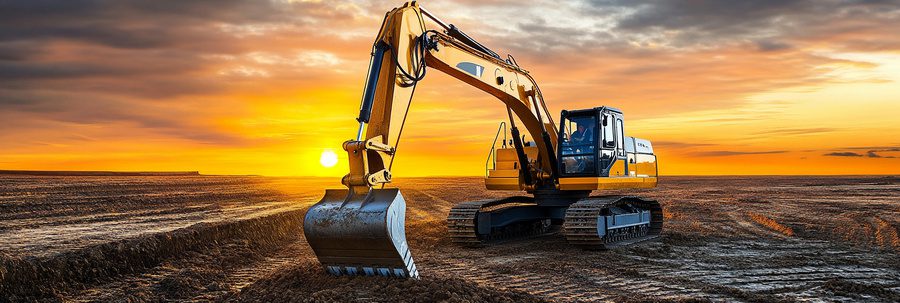 Yellow excavator operating at construction site