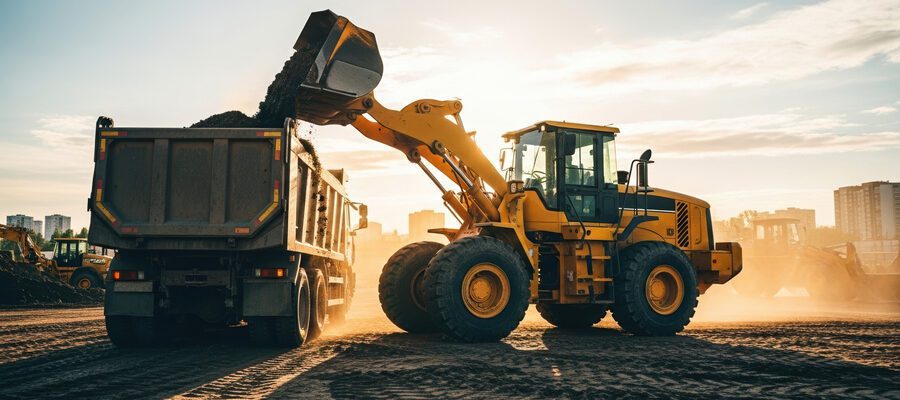 construction equipments at construction site