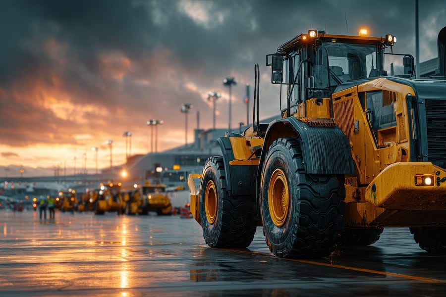 Heavy Machinery on the Horizon: A fleet of robust, yellow heavy machines