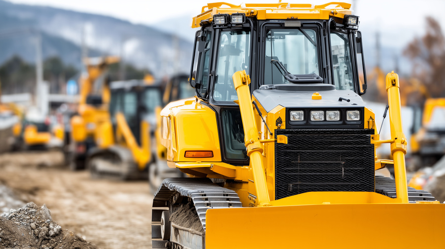 Heavy yellow bulldozer construction machinery