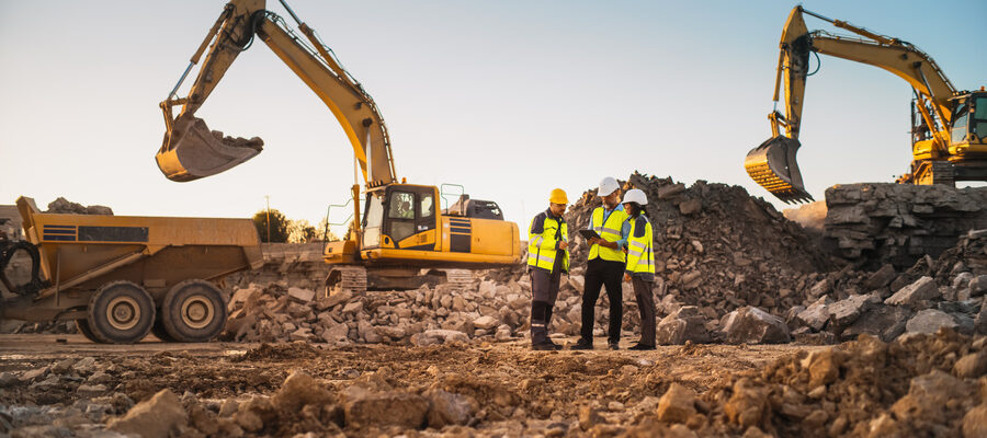 Construction Site With Excavators