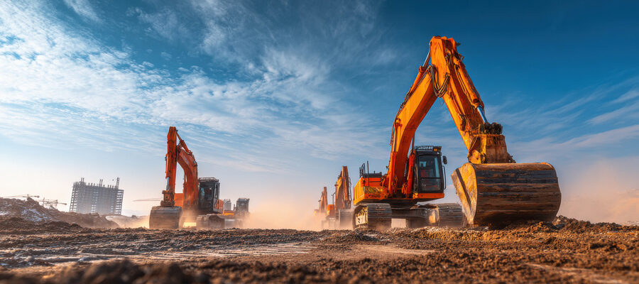 heavy machinery at construction site