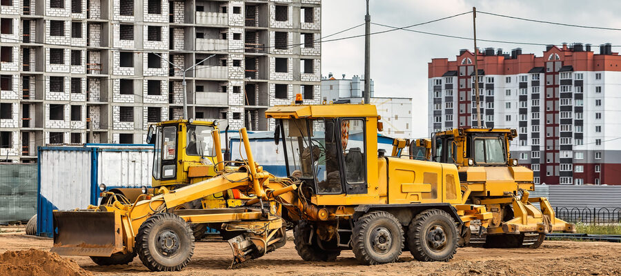 Road grader at the construction site